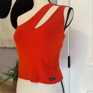 Calvin Klein Women's Orange One-Shoulder Top